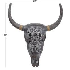 Wall Plaques-Kirkland's Home Bohemian Bull Wall Plaque Gray