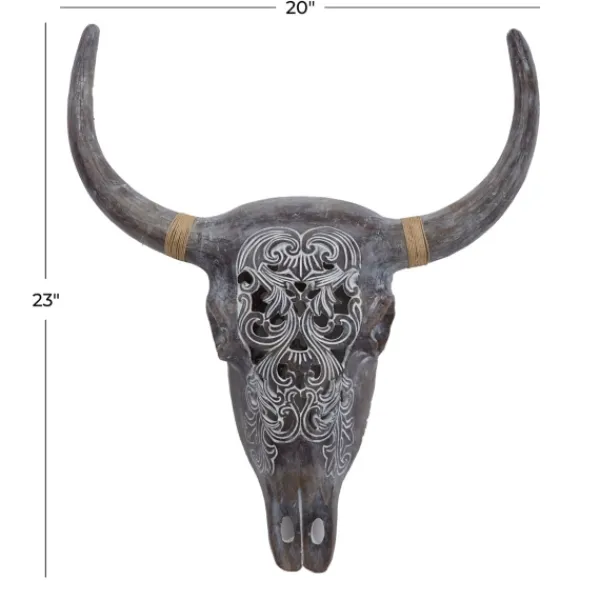 Wall Plaques-Kirkland's Home Bohemian Bull Wall Plaque Gray