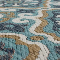 Outdoor Rugs-Kirkland's Home Boho Ikat Indoor/Outdoor Area Rug, 5X7 Blue
