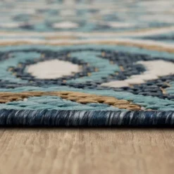 Outdoor Rugs-Kirkland's Home Boho Ikat Indoor/Outdoor Area Rug, 5X7 Blue