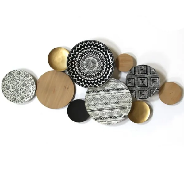 Wall Plaques-Kirkland's Home Boho Medley Plates Wall Plaque Black/White/Gold/Brown