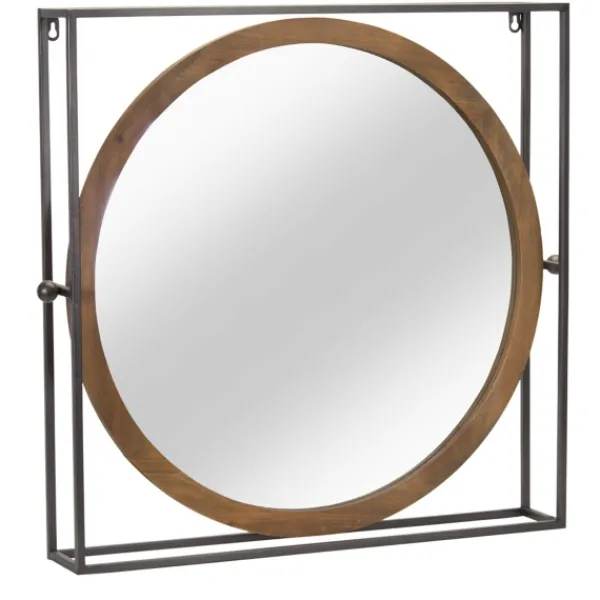 Decorative Mirrors-Kirkland's Home Bold Iron And Wood Square Framed Mirror