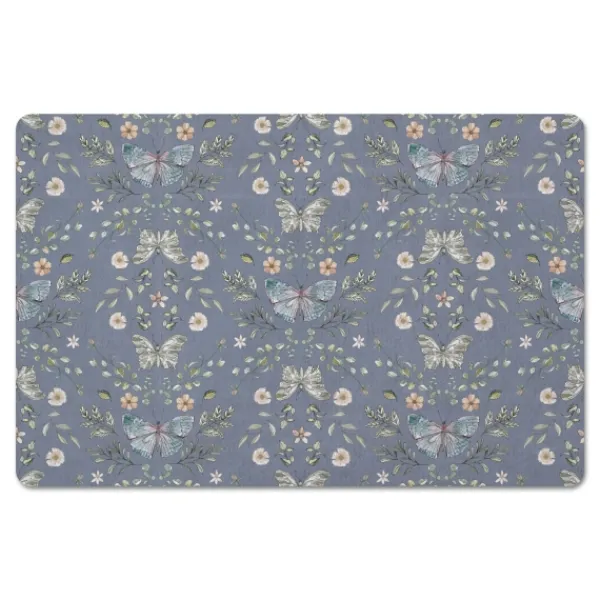Kitchen & Floor Mats-Kirkland's Home Botanical Butterfly Floor Mat Blue