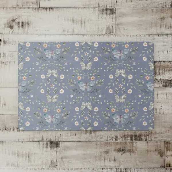 Kitchen & Floor Mats-Kirkland's Home Botanical Butterfly Floor Mat Blue