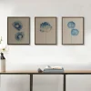 Framed Art-Kirkland's Home Botanical Framed Linen Canvas Art Print, Set Of 3 Blue/Tan