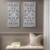 Wall Plaques-Kirkland's Home Botanical Wood Carved Panel Wall Plaques, Set Of 2 White