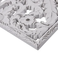 Wall Plaques-Kirkland's Home Botanical Wood Carved Panel Wall Plaques, Set Of 2 White