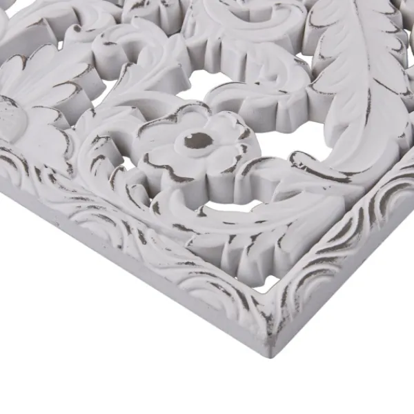 Wall Plaques-Kirkland's Home Botanical Wood Carved Panel Wall Plaques, Set Of 2 White