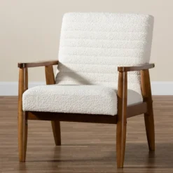Accent Chairs-Kirkland's Home Boucle & Wood Frame Accent Chair Ivory