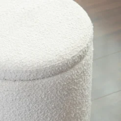 Benches & Ottomans-Kirkland's Home Boucle Storage Ottoman White