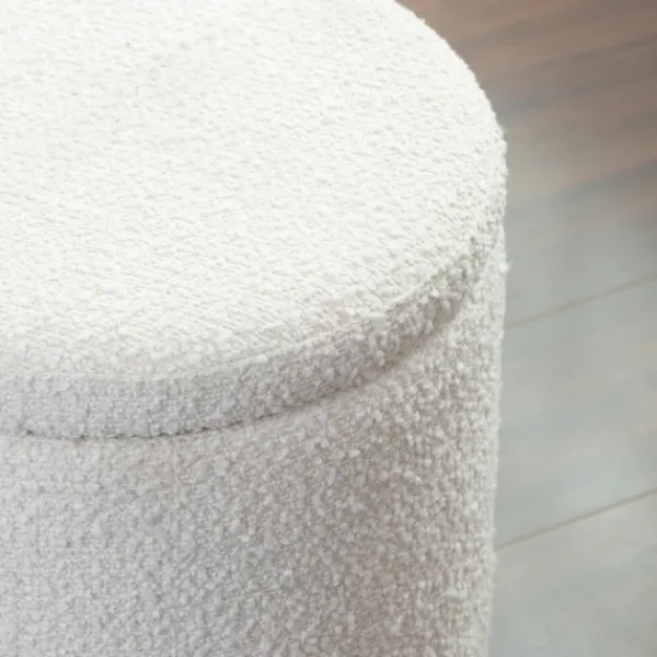 Benches & Ottomans-Kirkland's Home Boucle Storage Ottoman White