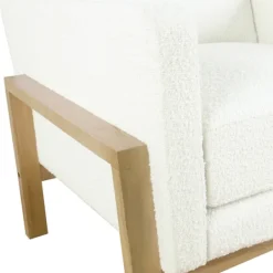 Accent Chairs-Kirkland's Home Boucle Wood Frame Accent Chair White