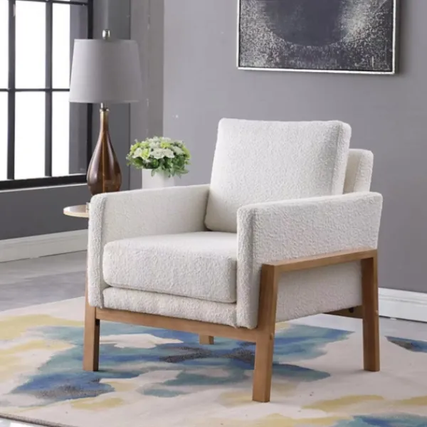 Accent Chairs-Kirkland's Home Boucle Wood Frame Accent Chair White
