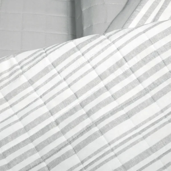 Quilts-Kirkland's Home Box Stitch Cotton Full/Queen 3-Pc. Quilt Set Gray