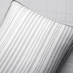 Quilts-Kirkland's Home Box Stitch Cotton Full/Queen 3-Pc. Quilt Set Gray