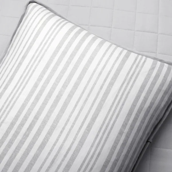 Quilts-Kirkland's Home Box Stitch Cotton Full/Queen 3-Pc. Quilt Set Gray