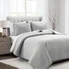 Quilts-Kirkland's Home Box Stitch Cotton King 3-Pc. Quilt Set Gray