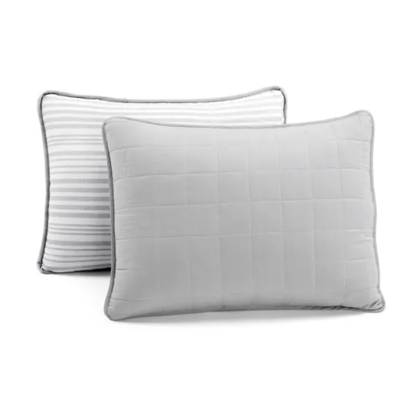 Quilts-Kirkland's Home Box Stitch Cotton King 3-Pc. Quilt Set Gray