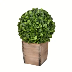 Arrangements & Greenery-Kirkland's Home Boxwood Ball And Wooden Box Arrangement Green