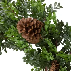 Wreaths-Kirkland's Home Boxwood Pinecone Christmas Wreath Green/Brown