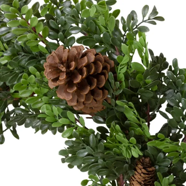 Wreaths-Kirkland's Home Boxwood Pinecone Christmas Wreath Green/Brown