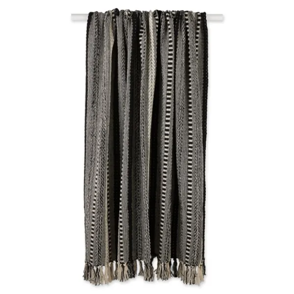 Blankets & Throws-Kirkland's Home Braided Fringe Throw Black
