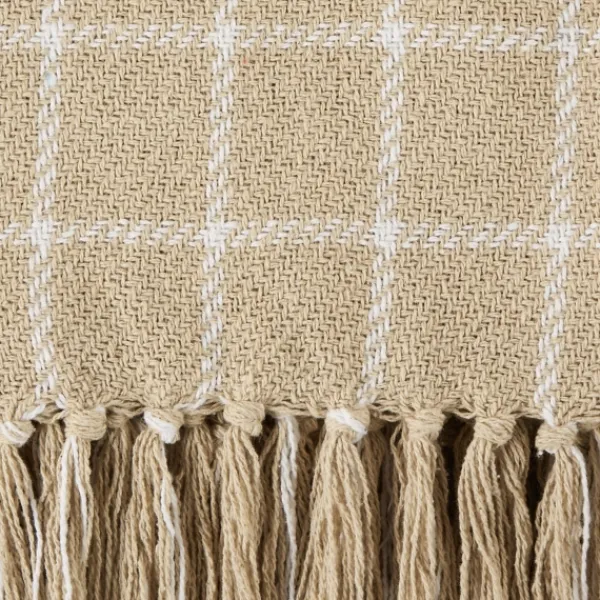 Blankets & Throws-Kirkland's Home Brandy Plaid Fringed Throw Tan