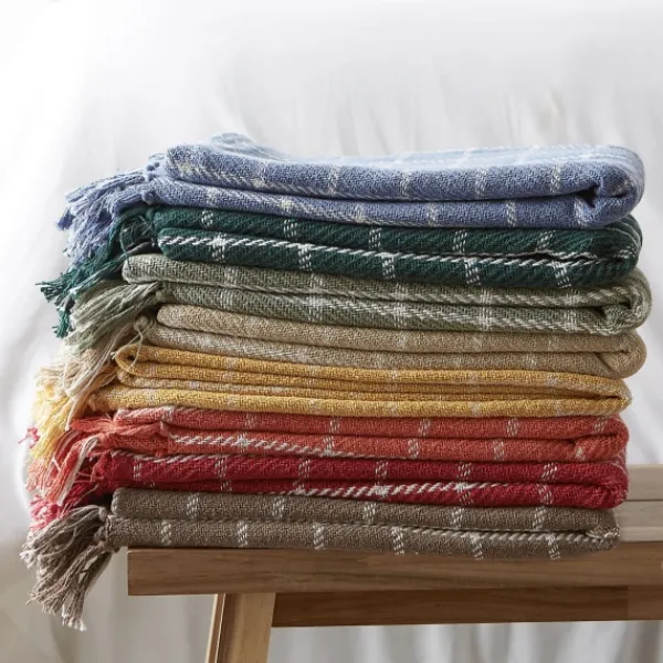Blankets & Throws-Kirkland's Home Brandy Plaid Fringed Throw Tan