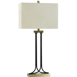 Table Lamps-Kirkland's Home Brass And Black Mid-Century Modern Table Lamp Tan