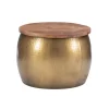 Coffee Tables-Kirkland's Home Brass Hammered Drum Storage Coffee Table Brown