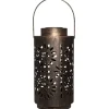 Outdoor Lighting-Kirkland's Home Brass Metal Flower Cutout Solar Lantern Brown
