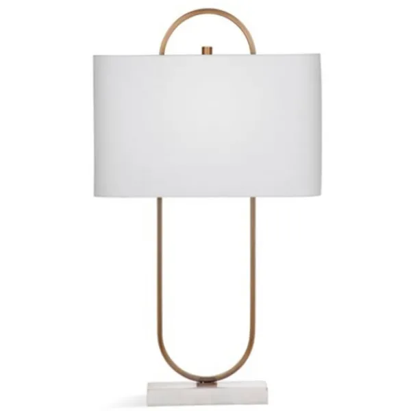 Table Lamps-Kirkland's Home Brass Open Oval Table Lamp White