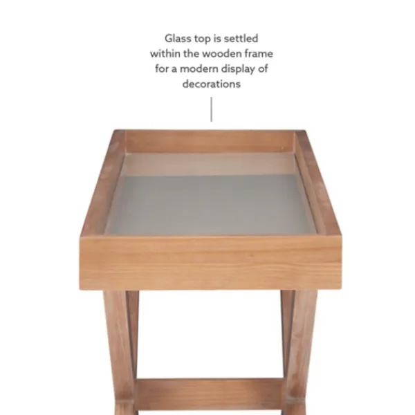 Console Tables-Kirkland's Home Brazilian Pine Tray Top Console Table Tan