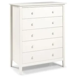 Dressers & Chests-Kirkland's Home Brazilian Pine Wood 5-Drawer Chest White