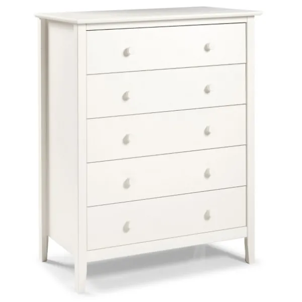 Dressers & Chests-Kirkland's Home Brazilian Pine Wood 5-Drawer Chest White