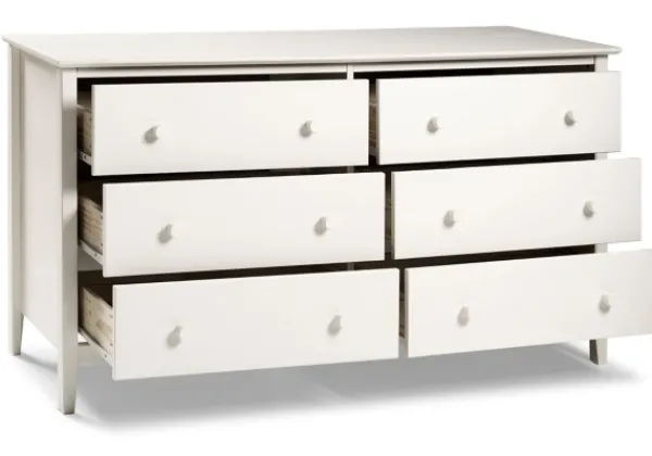 Dressers & Chests-Kirkland's Home Brazilian Pine Wood 6-Drawer Dresser White