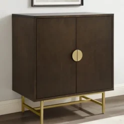 Cabinets & Sideboards-Kirkland's Home Brielle Golden Circle Wine Cabinet Brown