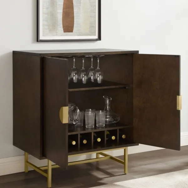 Cabinets & Sideboards-Kirkland's Home Brielle Golden Circle Wine Cabinet Brown