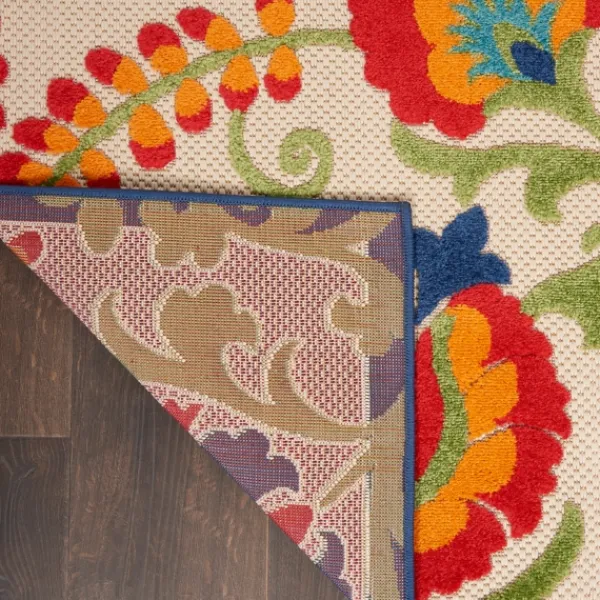 Outdoor Rugs-Kirkland's Home Bright Abstract Floral Outdoor Area Rug, 5X7 Blue/Red/Green