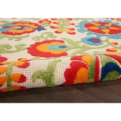Outdoor Rugs-Kirkland's Home Bright Abstract Floral Outdoor Area Rug, 5X7 Blue/Red/Green