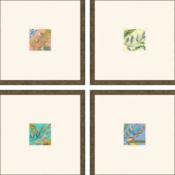 Framed Art-Kirkland's Home Bright Botanicals I Framed Art Prints, Set Of 4 White/Multi