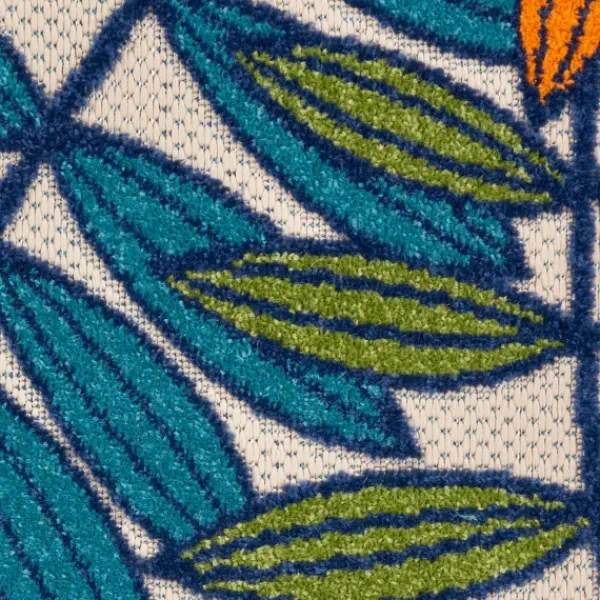 Outdoor Rugs-Kirkland's Home Bright Branches Round Outdoor Area Rug, 7X7 Orange/Green/Blue