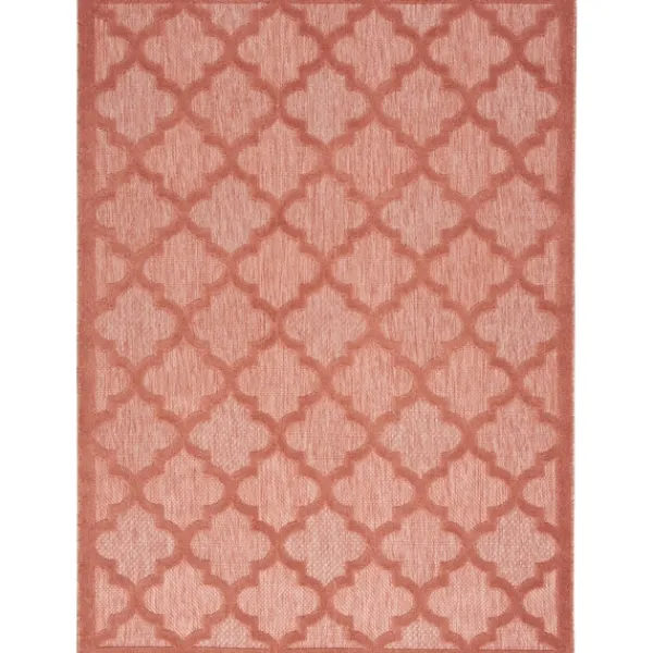 Outdoor Rugs-Kirkland's Home Bright Coral Trellis Outdoor Area Rug, 4X6 Pink/White