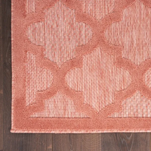 Outdoor Rugs-Kirkland's Home Bright Coral Trellis Outdoor Area Rug, 4X6 Pink/White