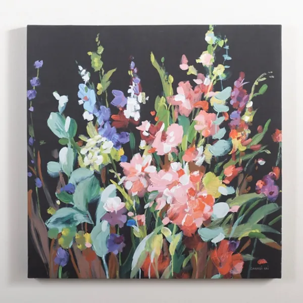 Canvas Art-Kirkland's Home Bright Floral And Black Canvas Art Print Black/Green