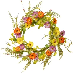 Wreaths-Kirkland's Home Bright Mixed Floral And Greenery Swirl Wreath Multi
