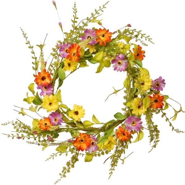 Wreaths-Kirkland's Home Bright Mixed Floral And Greenery Swirl Wreath Multi