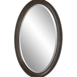 Decorative Mirrors-Kirkland's Home Bronze Beaded Frame Oval Mirror