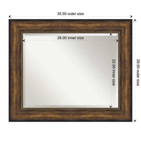 Decorative Mirrors-Kirkland's Home Bronze Frame Beveled Mirror, 35.5X29.5 In.