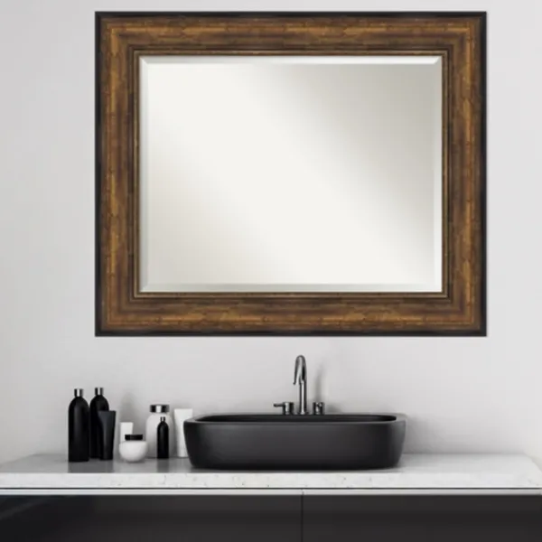 Decorative Mirrors-Kirkland's Home Bronze Frame Beveled Mirror, 35.5X29.5 In.